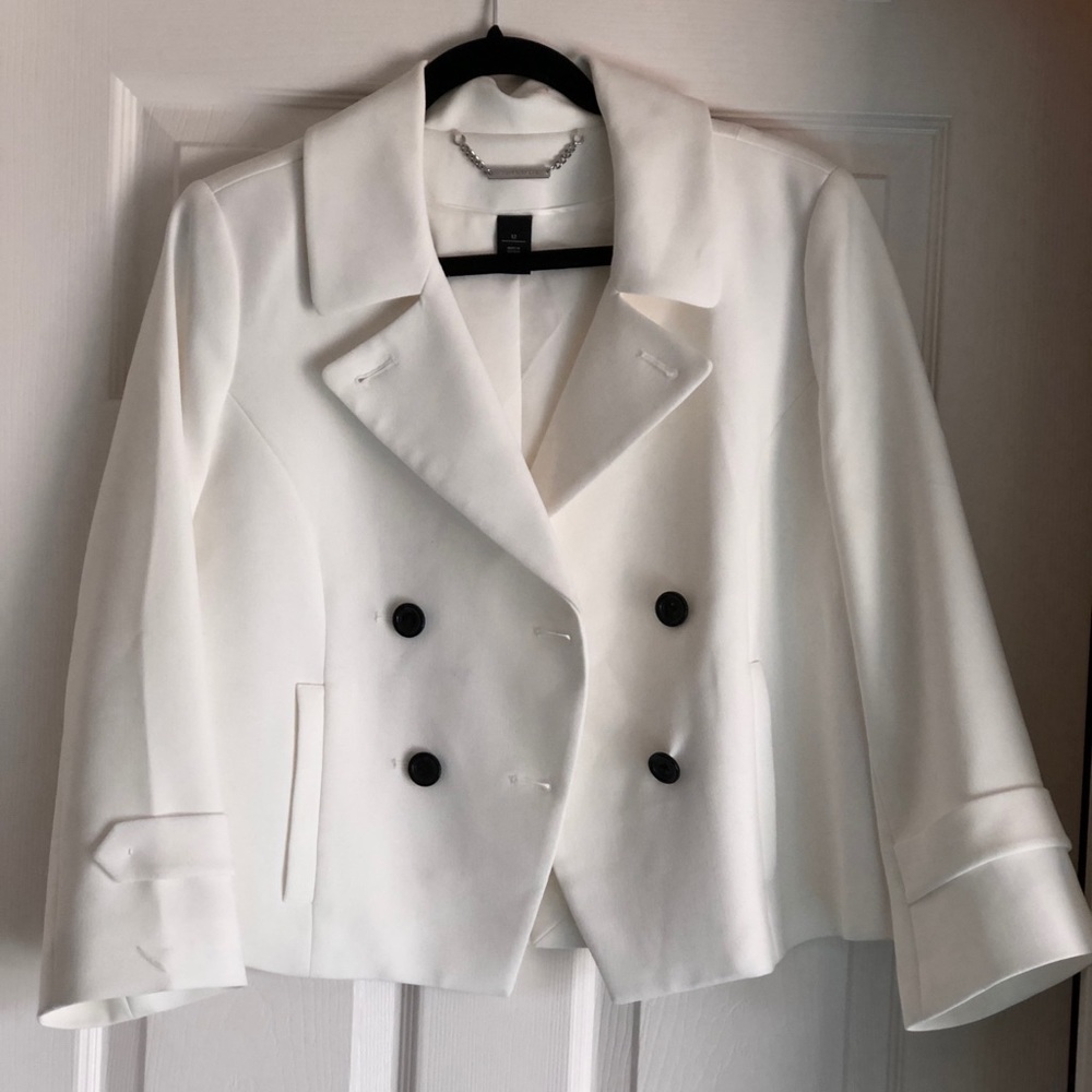White double breasted  waist length blazer
